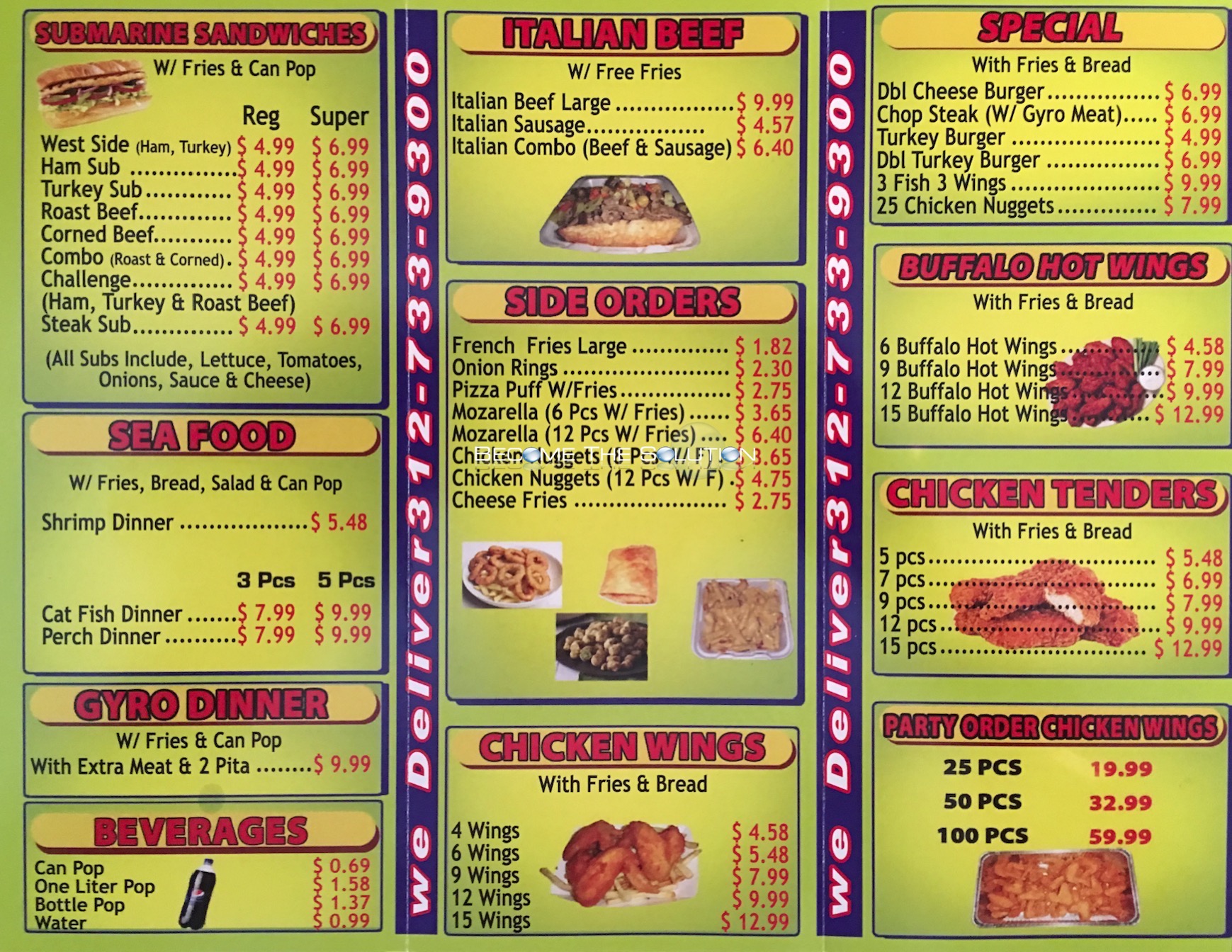 West Side Gyro Carry Out Menu Chicago (Scanned Menu With Prices)